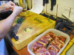 Preparing Lamb Chops during cooking class.